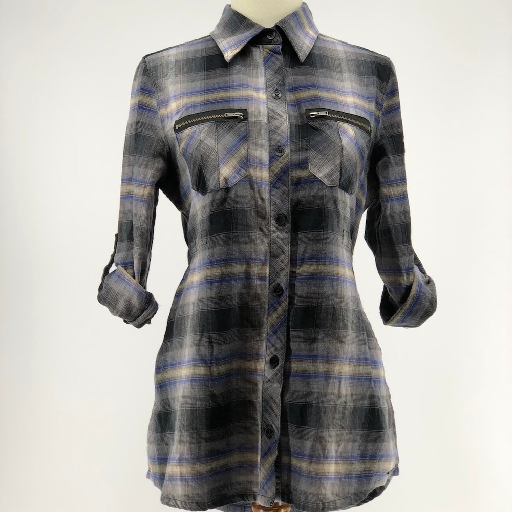 CLEARANCE 5 for $20 SALE Hang Ten Plaid Tunic w/ Drawstring Waist | E10024